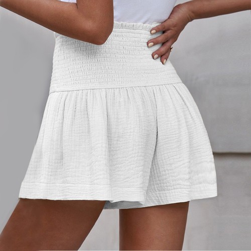 Summer Women'S Large Size Solid Color Breathable Cotton Linen Wide-Leg Shorts US - Picture 12 of 45
