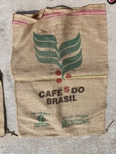 Coffee Bag Jute Burlap Sack  Cafe Do Brasil Brazil-Theatre Prop, Wall Art