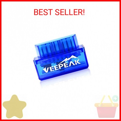 Veepeak Mini Bluetooth OBD II Scanner for Android ONLY, Auto Check Engine Light 