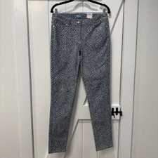 J Mclaughlin Lexi Jean 6 Blue Cream Chevron Denim Skinny Stretch Bargello NWT