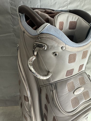 Bolso de golf OUUL a cuadros imitación cuero carro de 15 vías con correa para el hombro gris/beige - Imagen 14 de 17