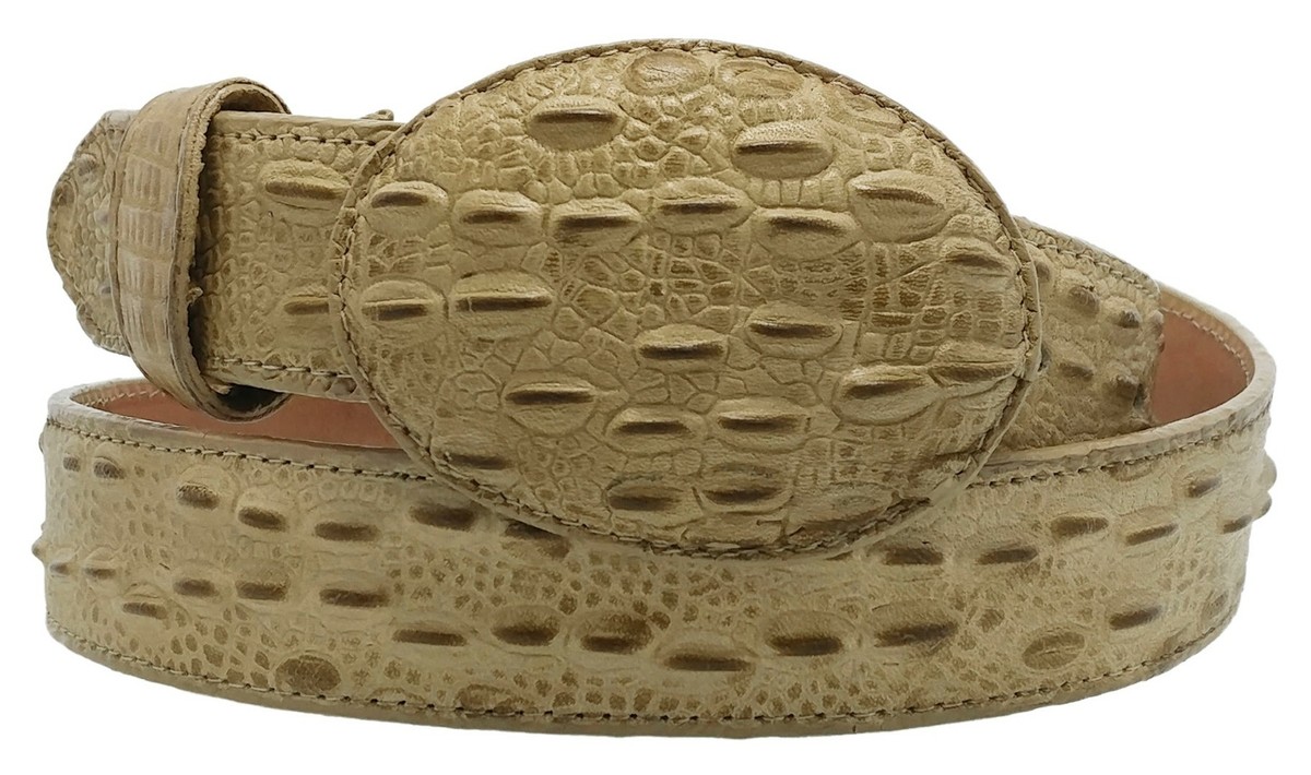 Mens Iguana Pattern Leather Cowboy Belt Western Dress Buckle 
