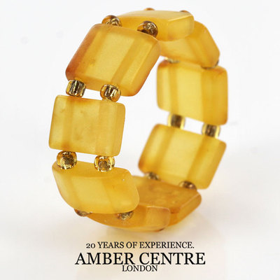 Misty Honey GERMAN BALTIC AMBER Handmade Elastic Ring RB027 UVP40 !!!