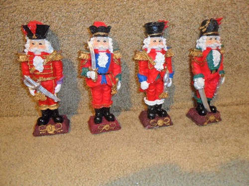 Lot of 4 Resin Nutcracker Soldier Figure 6" tall Christmas decor