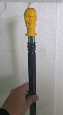 Handmade Carved Wooden Walking Stick Cane with Solid Aluminium Handle Vintage