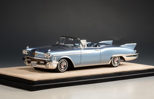 Sello 1/43 GLM 1958 Cadillac Eldorado Biarritz Raindrop prototipo techo abierto azul - Imagen 2 de 3