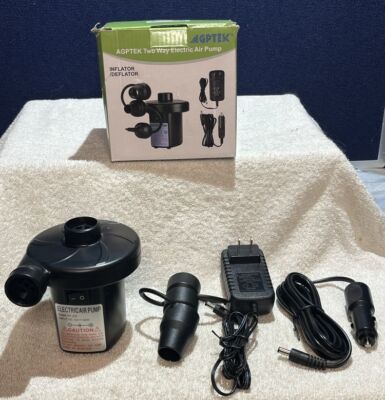 AGPTEK Two Way Electric Air Pump BP9 Inflator Deflator Quick-Fill Air Mattress