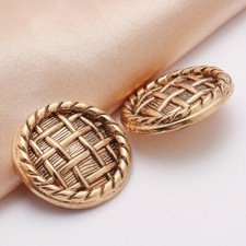 6pcs Round Woven Pattern Metal Buttons Round Gold 0.71 Inch Sewing Materials