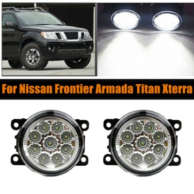 Pair LED Bumper Lamp Fog Driving Light for Frontier Armada Titan Xterra PC Lens