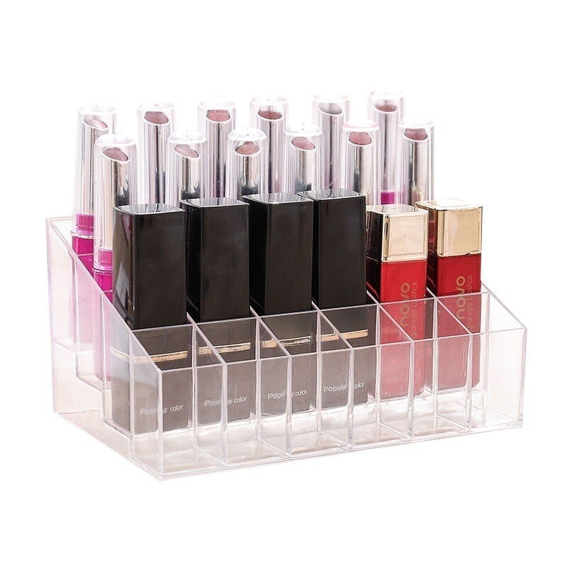Présentoir à Lèvres En Acrylique Transparent – 24 Emplacements – Rangement Maquillage Cosmétique
