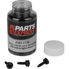 100 Pcs. #10-32 x 3/4" Rack Screws with Built-in Nylon Washers