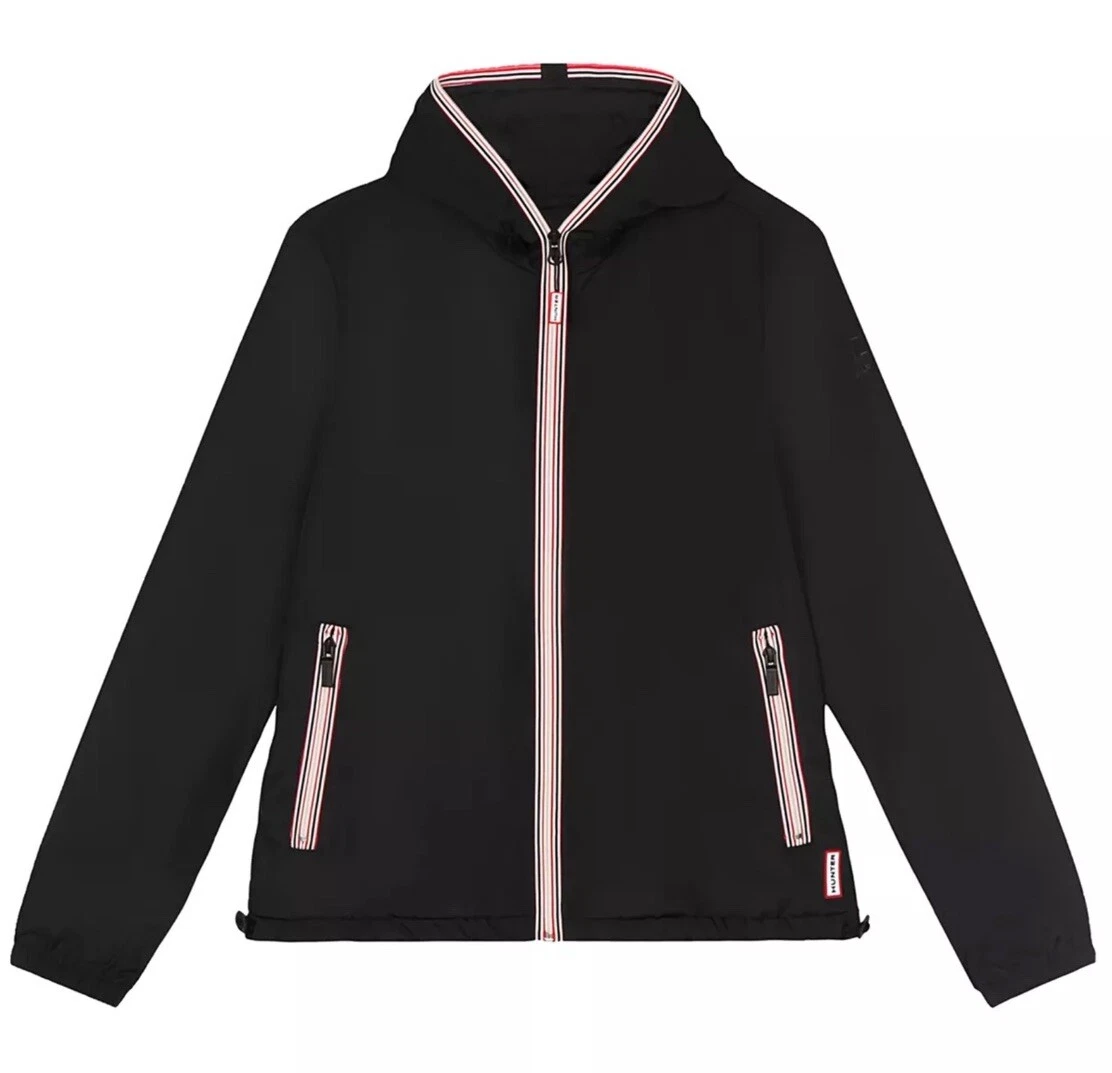 HUNTER Womens Black Original Hooded Raincoat Shell Jacket Size UK XS