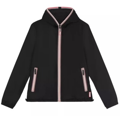 Hunter Damen Regenmantel Shelljacke schwarz Original mit Kapuze Größe UK XS