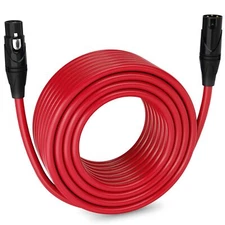 LyxPro Microphone 150 feet XLR Cable, Male to Female, 3 Pin Mic Cable, Red