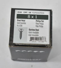 Lot of 100 Midwest Fasteners Sheet Metal Screws Phillips Flat Head #8 x 1"