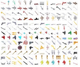 ☀️NEW! Lego PICK YOUR WEAPON Lot Swords Guns Axe Knife Lightsabers Bows Armory