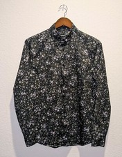 NWOT Express Shirt Mens Green Floral LS Cotton Stretch Button Down - S