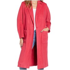 Nwt Leith Longline Jacket Small Single Button Pink Wool Fleece Duster Barbiecore