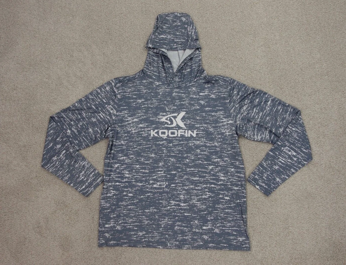 KOOFIN GEAR Hoodie Adult Medium Gray Performance Fishing Spandex Stretch Men s