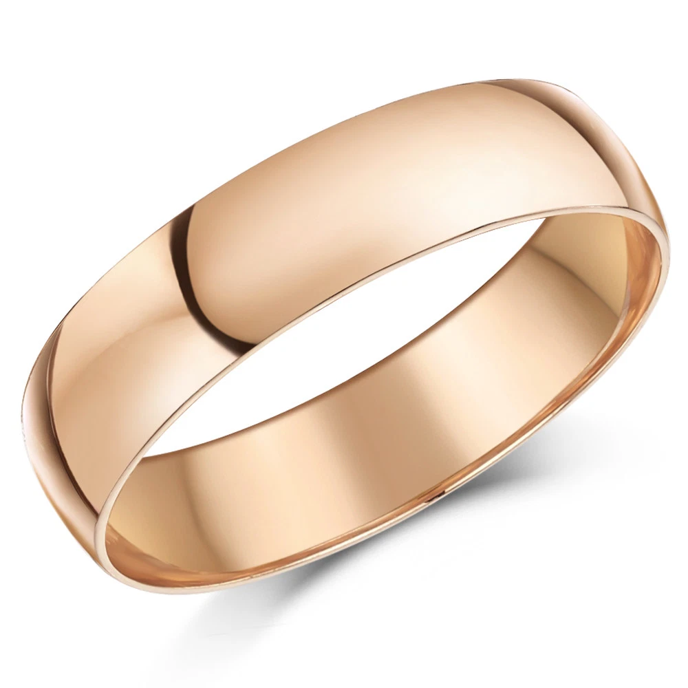9ct Anillo de Oro Rosa Forma de D Hombre o Mujer Sólido & Contraste Alianza