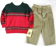 NWT Good Lad Boy's 3 Pc. Holiday Sweater, Shirt  Corduroy Pants Set, 24M, 36