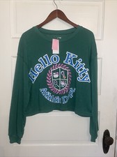 Hello Kitty Cropped Sweatshirt Dark Green