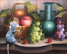 Disney Ratatouille Remy Fine Art Print upcycled thrift store painting
