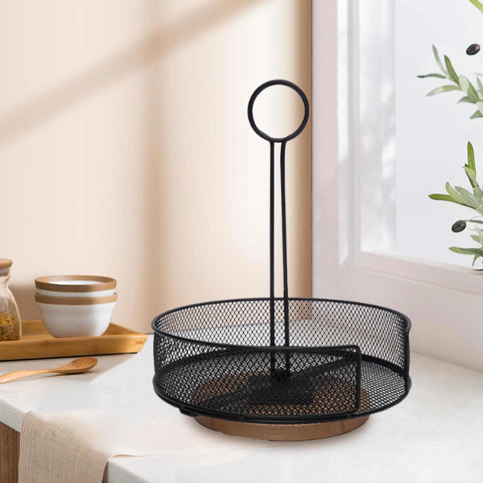 Home Seasoning Storage Rack with Display Handle for Table Centerpiece Pantry