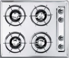 Summit Appliance Gas Cooktop 24" 9000 BTU Standard Dial In Chrome W/ 4 Burners