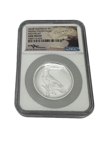 2016-P Australia $1 Silver Wedge Tailed Eagle NGC Gem PROOF🔥 Mercanti Signed