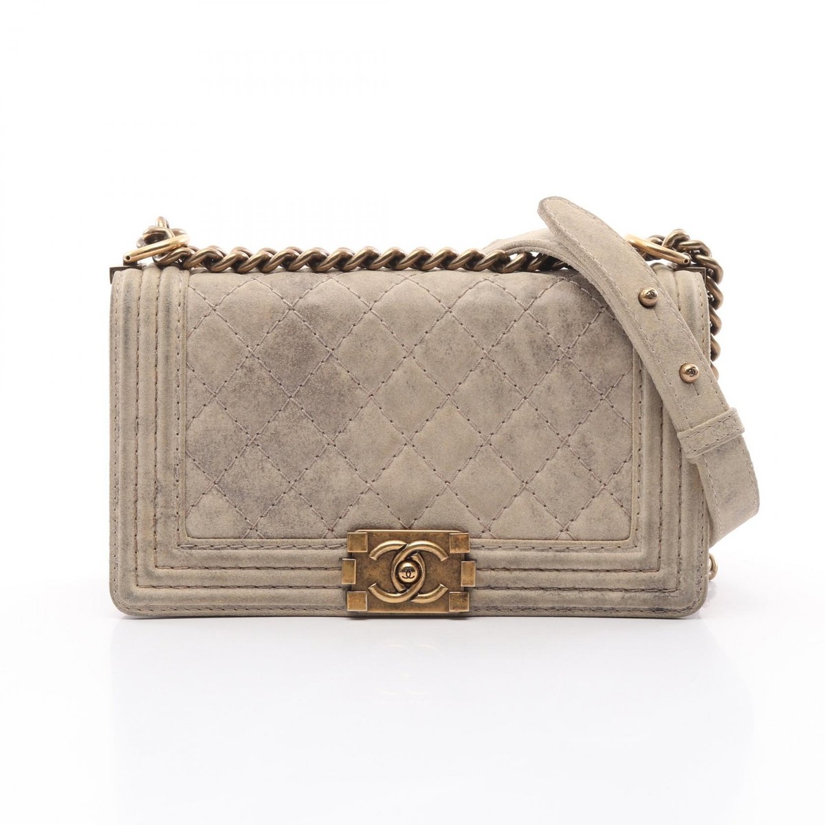 【CHANEL】A67086 BOY CHANEL キャビア ミディアム バッグ CHANEL Boy chanel Shoulder Bag A67086 Calfskin leather Beige