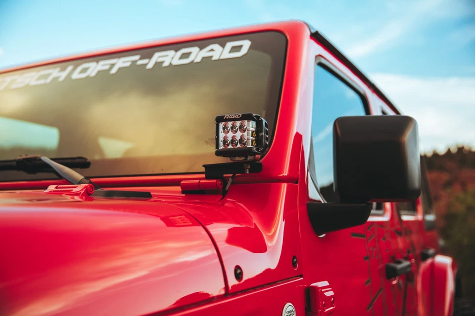 RIGID A-Pillar Mount Kit & Midnight Black LED Lights for 18-25 Jeep Wrangler JL - Image 2 of 4