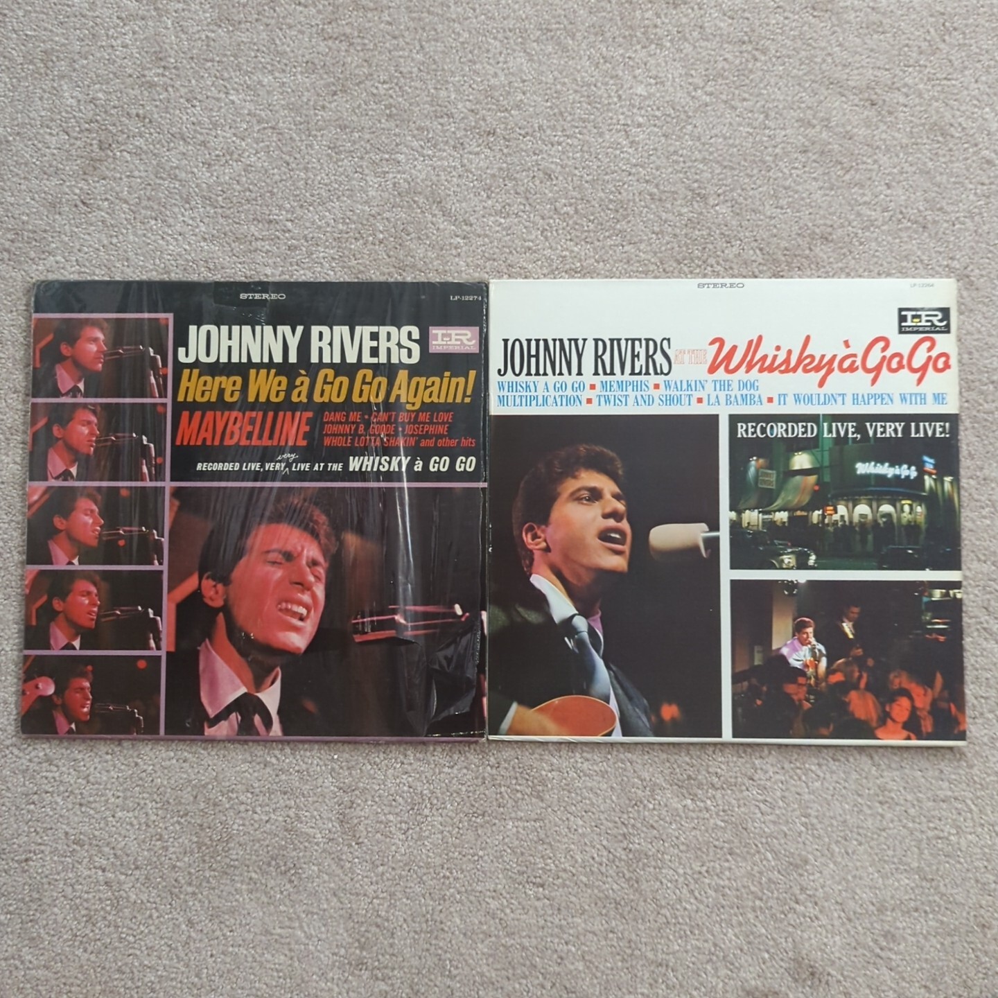 Lot of 2 Johnny Rivers Vinyl Records - Whisky a Go Go and Here We a Go Go Again-image