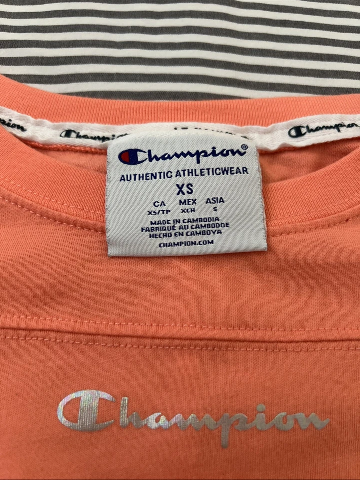 Salmon Pink Girls Youth Champion Long Sleeve Shirt Size XS  - Image 3 of 4