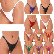 Women Bikini Briefs Glossy Leather Shorts Low Waist Hot Pants Bottom Underwear