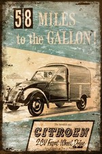 Citroen 2CV Van Advert 58 Miles Aged Look Vintage Retro Style Metal Sign Plaque