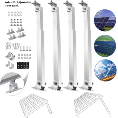 2/4Pcs Adjustable Solar Panel RV Tilt Mount Brackets for Roof Flat Surface Frame