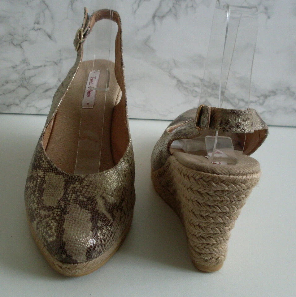 Toni Pons Metallic Python Snake Platform Wedge Heels Size EU 41 UK 8 - Image 2 of 4
