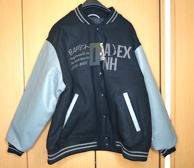 2025 BAPE NEIGHBORHOOD NBHD LEATHER VARSITY JACKET 2XL XXL NEW