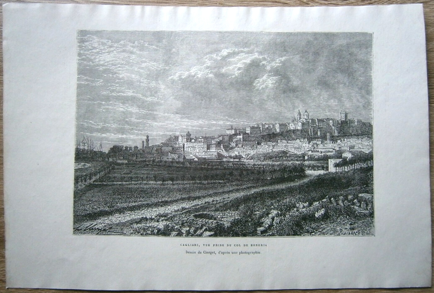 1875 Reclus print CAGLIARI, SARDINIA, ITALY, #43