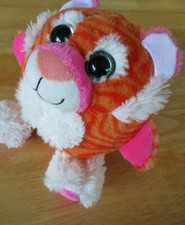 Wild Republic Tiger Round Shape 8" Plush Orange Stripes Green Glitter Boo Eyes