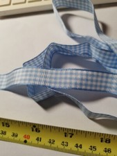 1 Metre Berisford Gingham Check Blue Ribbon 15mm Wide