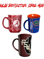 NCAA Reflective Coffee Mug 15oz Licensed NEW Alabama Gators Seminoles