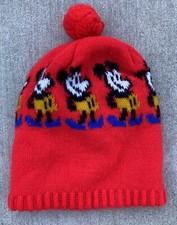 Vintage Walt Disney Productions Mickey Mouse Acrylic Knit Beanie Hat Kid Size