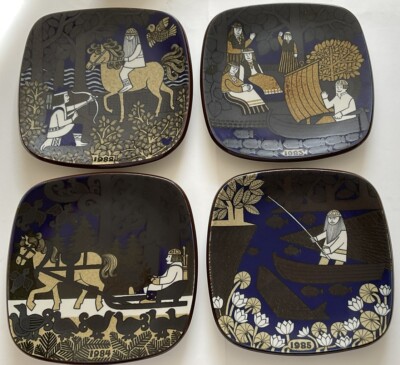 Vintage 4 Kalevala Arabia Finland Jahresteller, Sammelteller  Raija Uosikkine