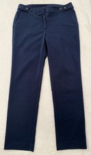 Ann Taylor Factory Women  s Navy Solid Flat Front Pants Mid Rise Pockets Size 6