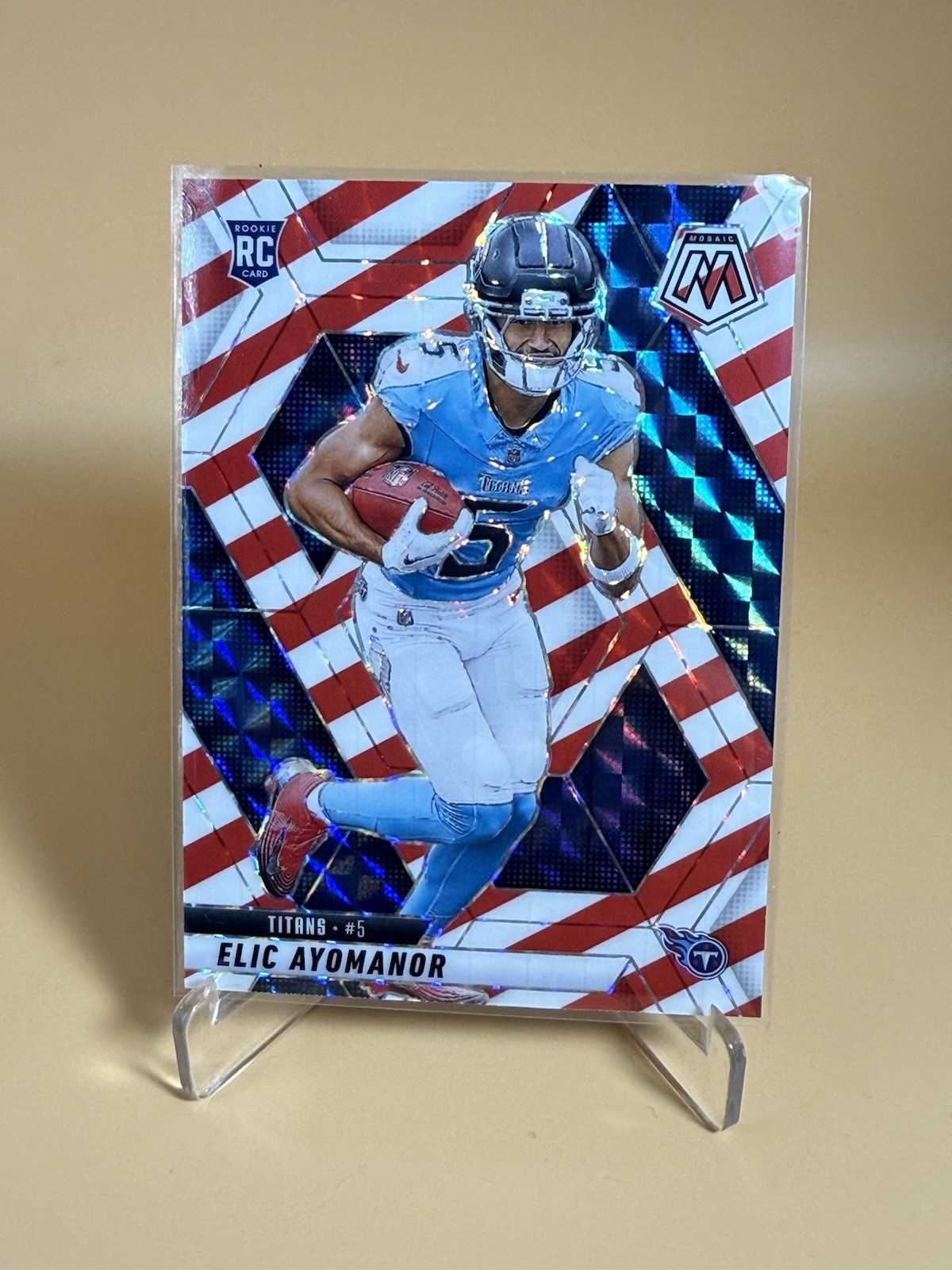 2025 Mosaic Elic Ayomanor Rookie #333 Red And White Stripe Titans