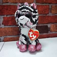 TY Beanie Flippables  Sequinned Zoey the Zebra 18cm with tags