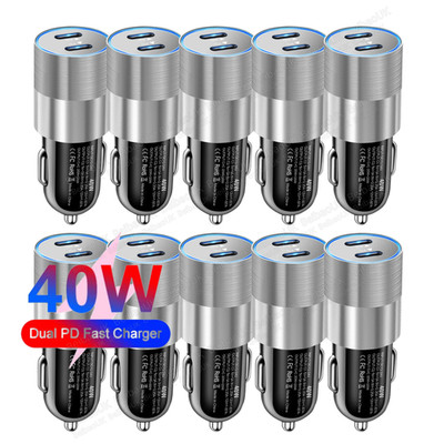 40W Dual PD USB-C Fast Car Charger Adapter Lot For iPhone iPad Android Samsung