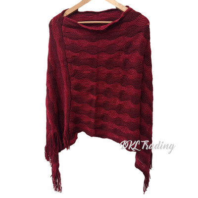 Women's Fringe Hem Knit Shawl Wrap Cape Warm Winter Layering Cozy Fuzzy Scarves